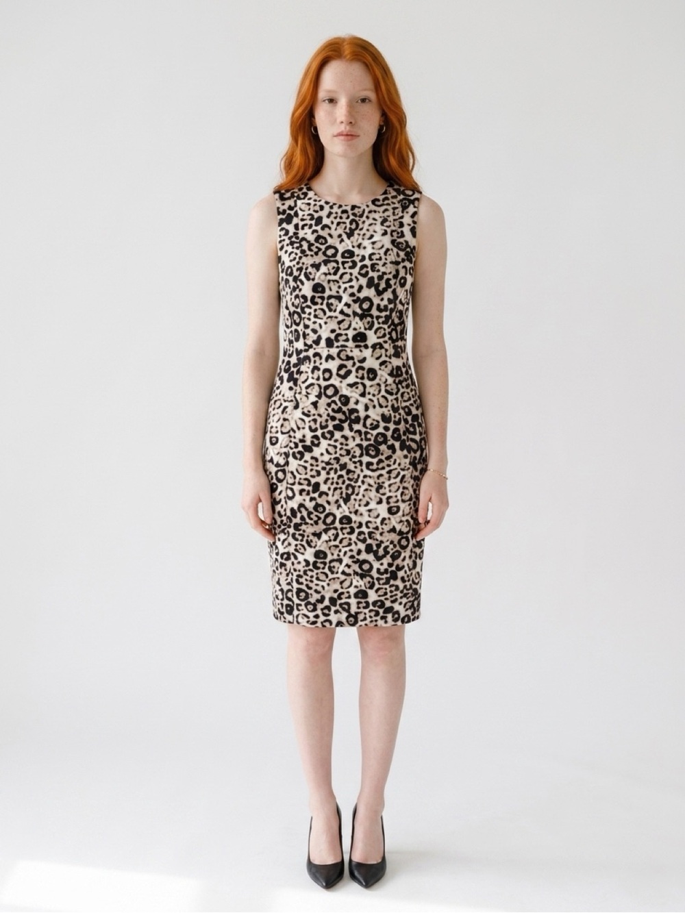 Calvin Klein Leopard Print Scuba Sheath Dress Size 8P